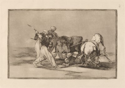 De Moren Gevestigd in Spanje, Afziend van de Bijgeloof van de Koran, Namen Deze Jachtkunst Over en Spietsen een Stier op het Veld door Francisco de Goya