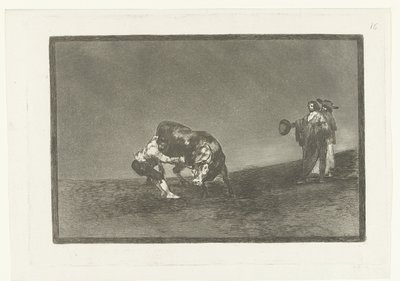 Martincho grijpt een stier bij zijn hoorn door Francisco de Goya
