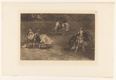 Picador steekt zijn lans in een stier door Francisco de Goya