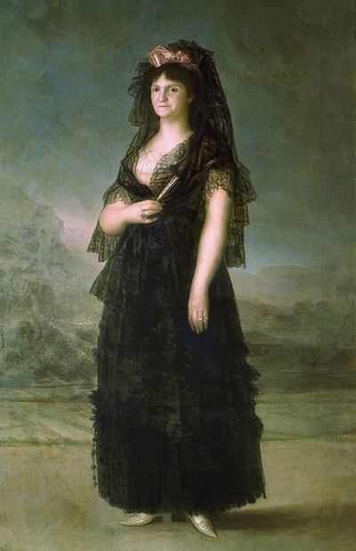Portret van Maria Lusia met mantilla door Francisco de Goya