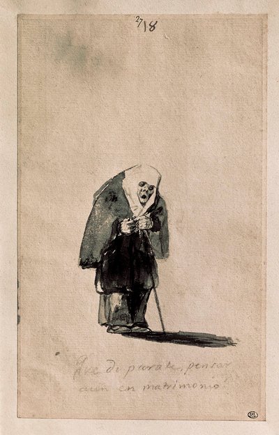 Wat een onzin, nog steeds aan huwelijk denken door Francisco de Goya
