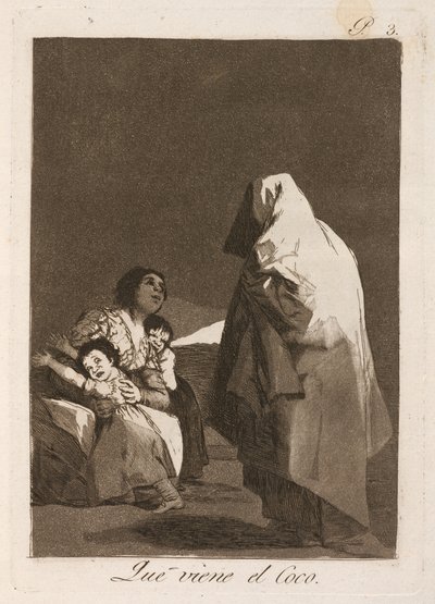 Que viene el coco (Hier Komt de Boeman) door Francisco de Goya