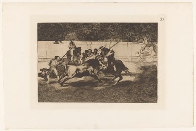 Rendon steekt zijn lans in een stier door Francisco de Goya