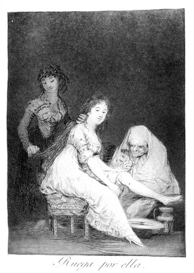 Zij bidt voor haar, 1799 door Francisco de Goya