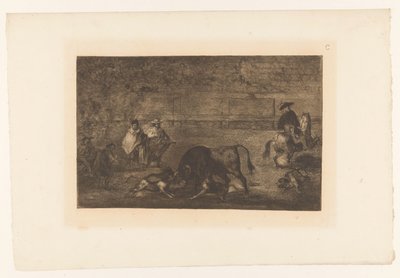 Stier aangevallen door honden door Francisco de Goya