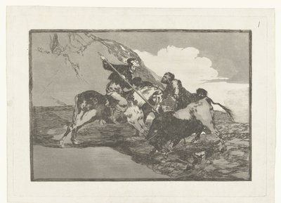 Stierenjacht te paard door Francisco de Goya
