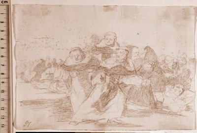 De rampen van de oorlog: Alles is in de war (voorbereidende tekening) door Francisco de Goya
