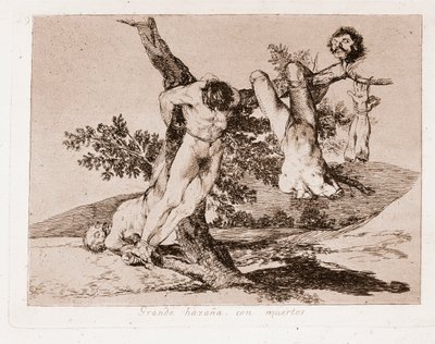 De rampen van de oorlog: Grote prestatie met de doden! (gravure) door Francisco de Goya