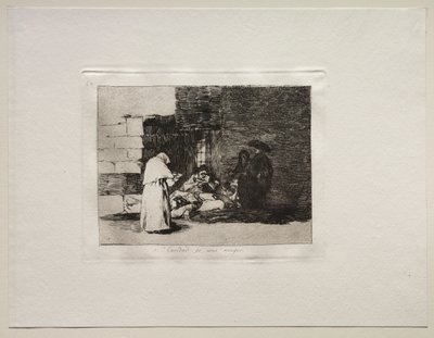 De Verschikkingen van de Oorlog: De Liefdadigheid van een Vrouw door Francisco de Goya