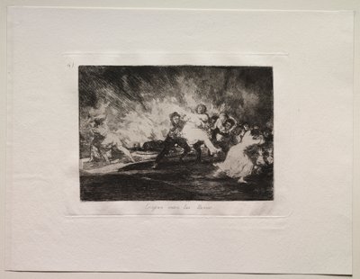 De Verschikkingen van de Oorlog: Ze Ontsnappen Door de Vlammen door Francisco de Goya