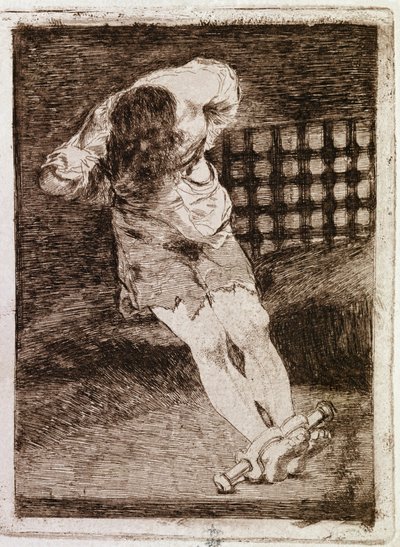 De opsluiting van een schuldige vereist geen marteling (gravure) door Francisco de Goya