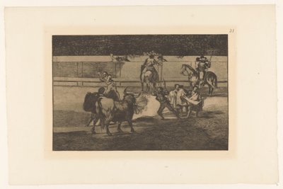 Torero met brandende banderillas door Francisco de Goya