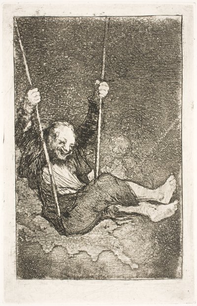 Tovenaar op een schommel door Francisco de Goya