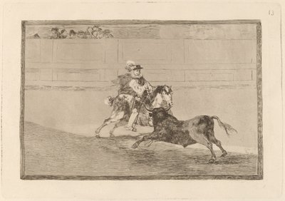 Een Spaanse Ridder in de Arena die Korte Speren Breekt zonder Hulp van Assistenten door Francisco de Goya