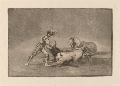 Een Spaanse Ridder Doodt de Stier nadat Hij Zijn Paard Verloren Heeft door Francisco de Goya