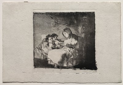Vrouw Leest voor aan Twee Kinderen, 1824-1825 door Francisco de Goya