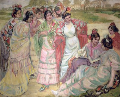 Vrouwen met Sjaals door Francisco de Iturrino