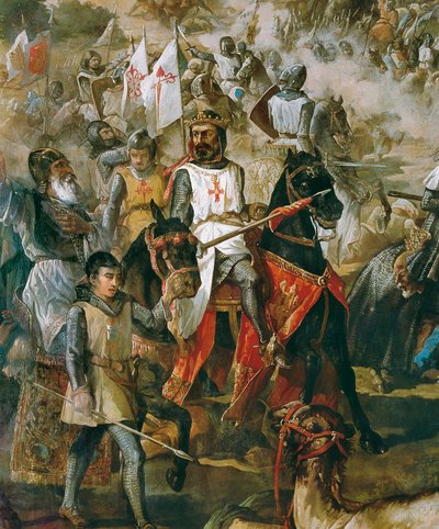 Herovering van Spanje: slag bij Las Navas de Tolosa op 16/07/1212 tussen het christelijke leger en het leger van de Moren. Detail met koning Alfons VIII door Francisco de Paula van Halen