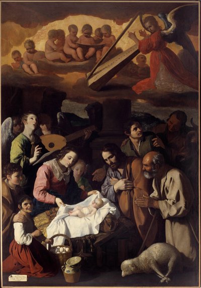 Aanbidding van de herders. Schilderij door Francisco de Zurbaran (1598-1664) 17e eeuw. Dim. 2,67 x 1,85 m. Grenoble, Museum voor Schone Kunsten door Francisco de Zurbaran