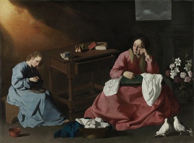Christus en de Maagd in het huis in Nazareth, c.1640 door Francisco de Zurbaran