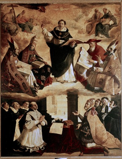 Schilderijen voor het Mayor de Santo Tomas College in Sevilla: apotheose van St. Thomas van Aquino of apotheose van St. Thomas van Aquino met de kerkvaders door Francisco de Zurbaran