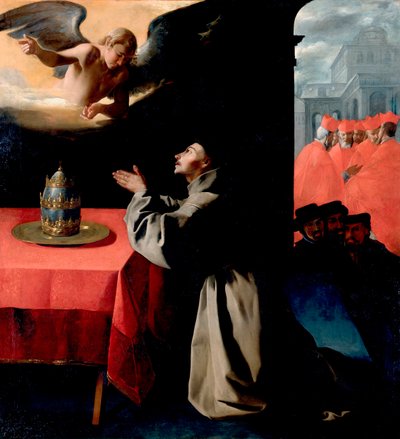 Sint Bonaventura (Giovanni di Fidanza, de Serafijnse Doctor) in gebed door Francisco de Zurbaran