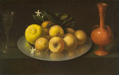 Stilleven met glas, fruit en kruik, c.1650 door Francisco de Zurbaran