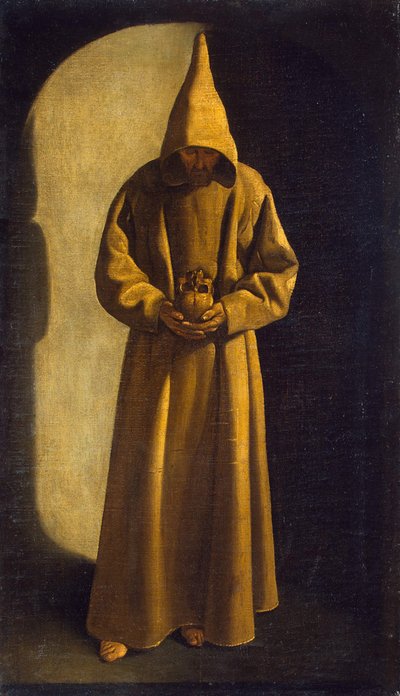 Sint Franciscus met een schedel in zijn handen, ca. 1630 door Francisco de Zurbaran