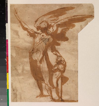 Beschermengelen wandelen met een kind, recto, 17e eeuw door Francisco the Younger Herrera