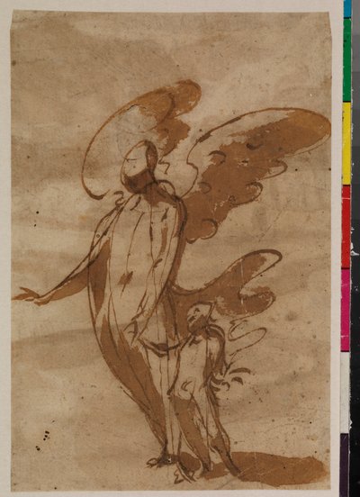Beschermengel die met een kind loopt, recto, 17e eeuw door Francisco the Younger Herrera