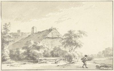 Boer voor een boerderij door Franciscus Andreas Milatz