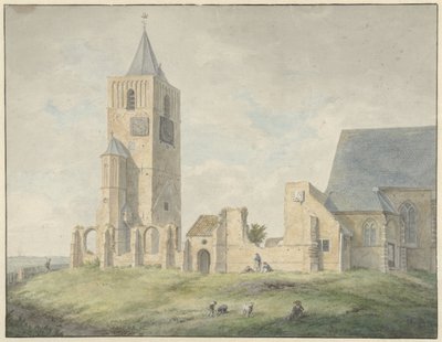 Ruïne van de kerk te Warmond door Franciscus Andreas Milatz