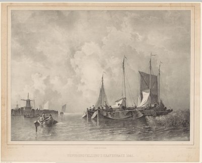 Haven met boten door Franciscus Bernardus Waanders