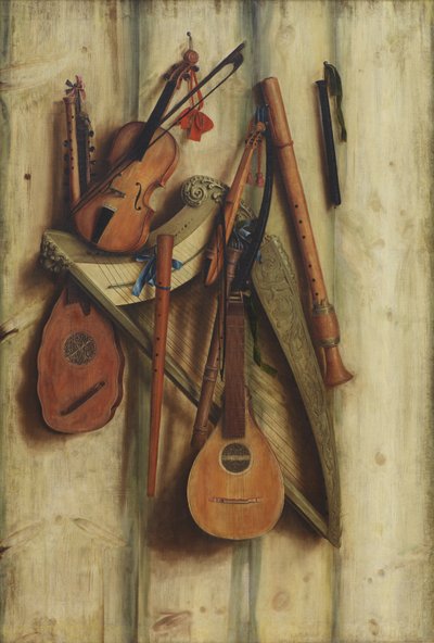 Schermverdeling met muziekinstrumenten. Trompe l