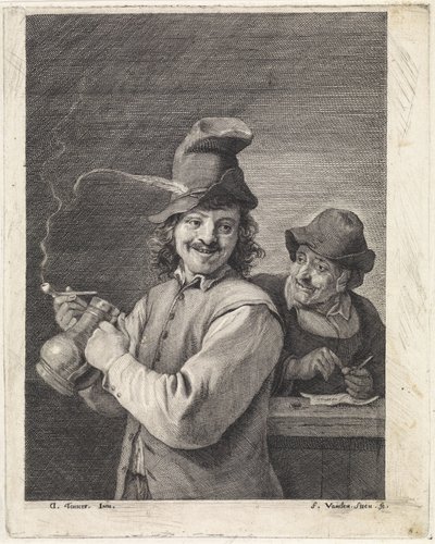 Boer met kruik en pijp door Franciscus van der Steen