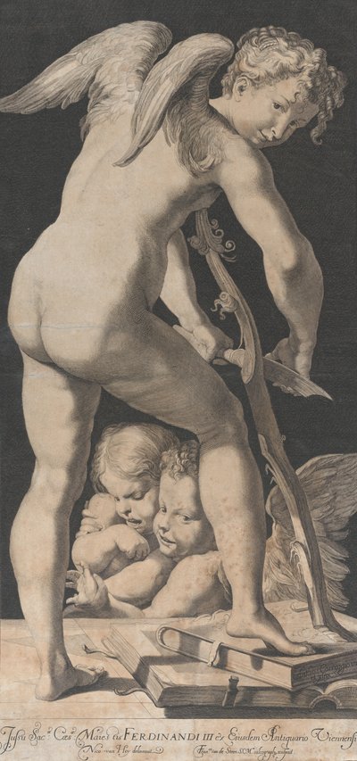 Cupido scherpt zijn boog door Franciscus van der Steen