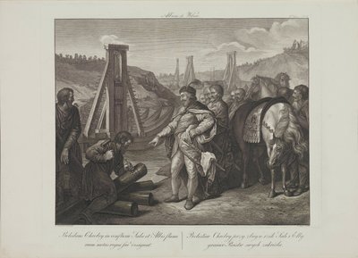 Boleslaw I van Polen plaatst grenspalen in de Elbe en Saale rivieren door Smuglewicz, Franciszek (1745-1807). Lithografie, Eind 18e eeuw. Privécollectie door Franciszek Smuglewicz