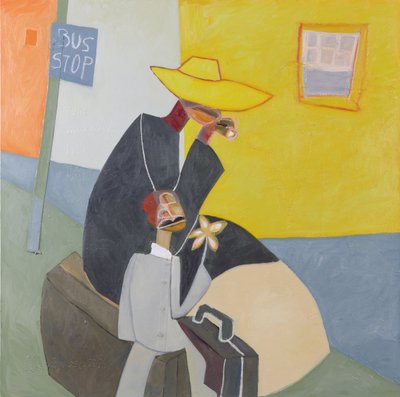Bushalte I, 2000 (gemengde techniek op doek) door Francks Deceus