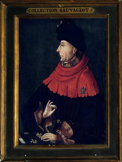 Portret van Jan zonder Vrees, Hertog van Bourgondië (1371-1419) Schilderij van de Bourgondische school. Begin 15e eeuw door Franco Burgundian