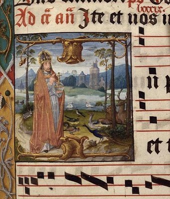 God omringd door vogels en dieren, Antifoon voor Septuagesima (3e zondag voor de vasten), ca. 1490-1500 door Franco Flemish School