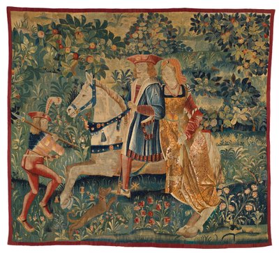Tapijt, Maand Mei, of La Chasse au Faucon, ca.1500 door Franco-Flemish School