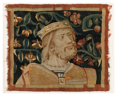 Tapijtfragment met het hoofd van een koning, late 15e eeuw (wol & zijde) door Franco-Flemish School