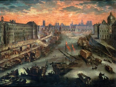 Uitzicht op Parijs vanaf de Pont Royal door Franco Flemish School