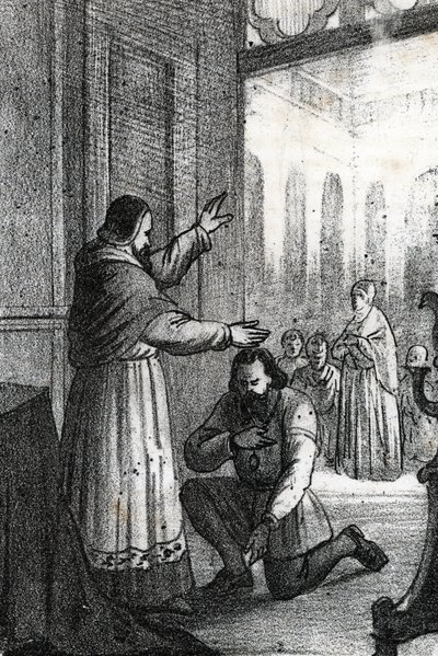 Ontmoeting tussen paus Paulus III en Karel V in Rocca di Busseto in 1543 door Franco Mistrali