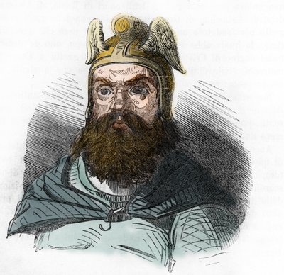 Portret van Attila (395-453) Koning van de Hunnen Tekening uit 