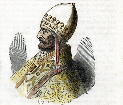 Portret van Paus Adrianus IV (Nicolas Breakspear (of Breakspeare)) (1100-1159) Tekening uit 