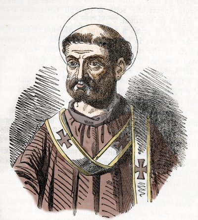Portret van paus Libere (Liberius) (352-366) Gravure uit 