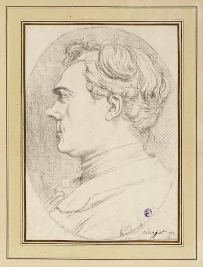 Karikatuurportret van de schilder Ménageot, Rome 1772 door François-André Vincent