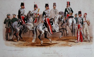 Franse Cavaleristen ten tijde van het Tweede Keizerrijk door Francois Hippolyte (after) Lalaisse