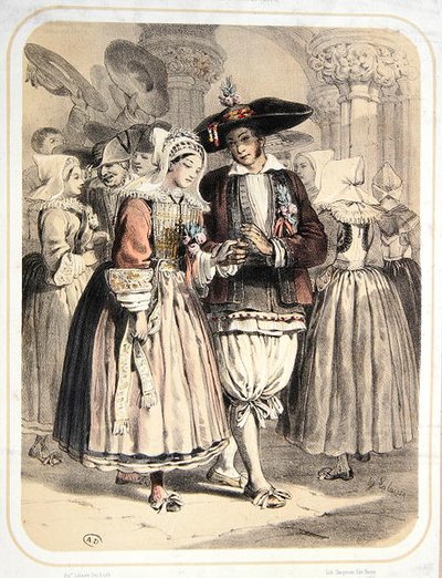 Bruid en bruidegom uit de Saille-regio, Frankrijk, c.1850 door Francois Hippolyte Lalaisse